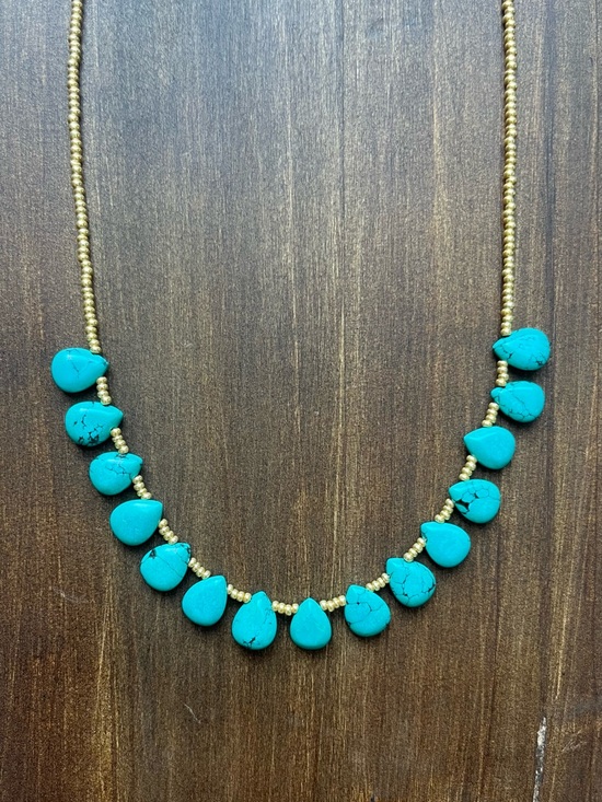 Jewelry - NWOT delicate, teardrop, turquoise, and gold accents necklace